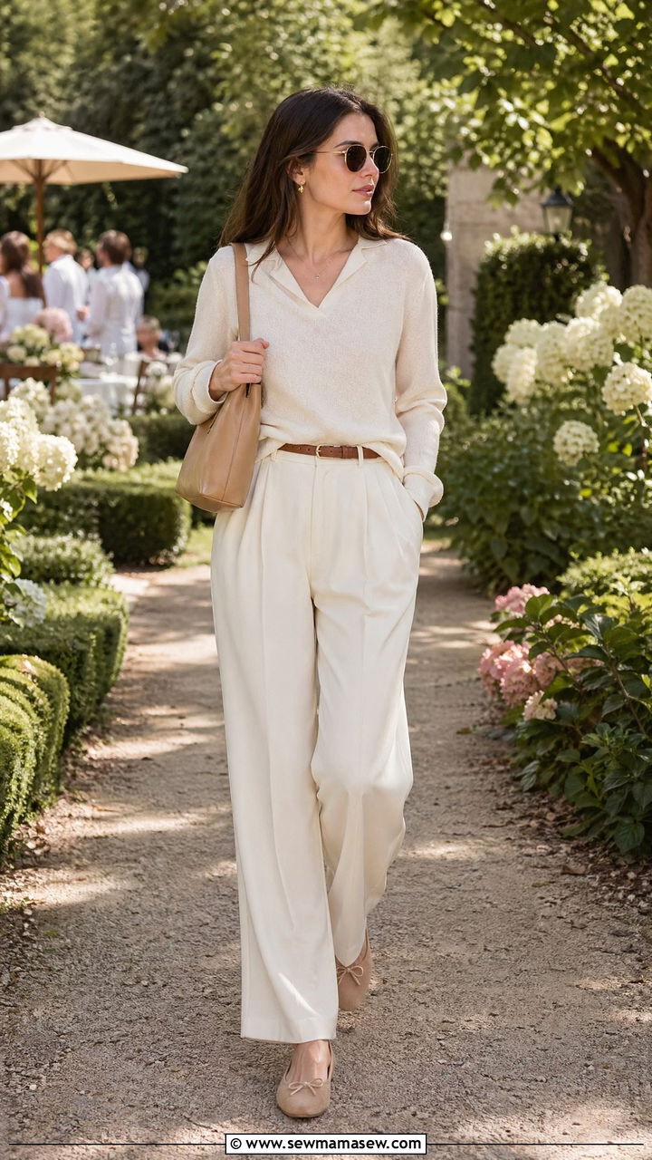 Monochrome cream knit set - 35 casual old money outfits