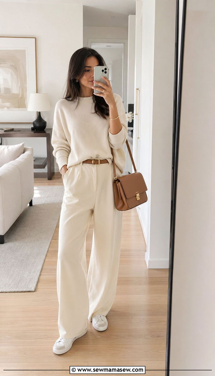 Monochrome cream on cream outfit - 35 Paris spring outfit ideas
