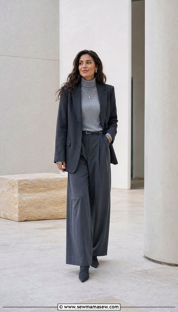 Monochrome gray layered museum outfit - 35 museum outfit ideas