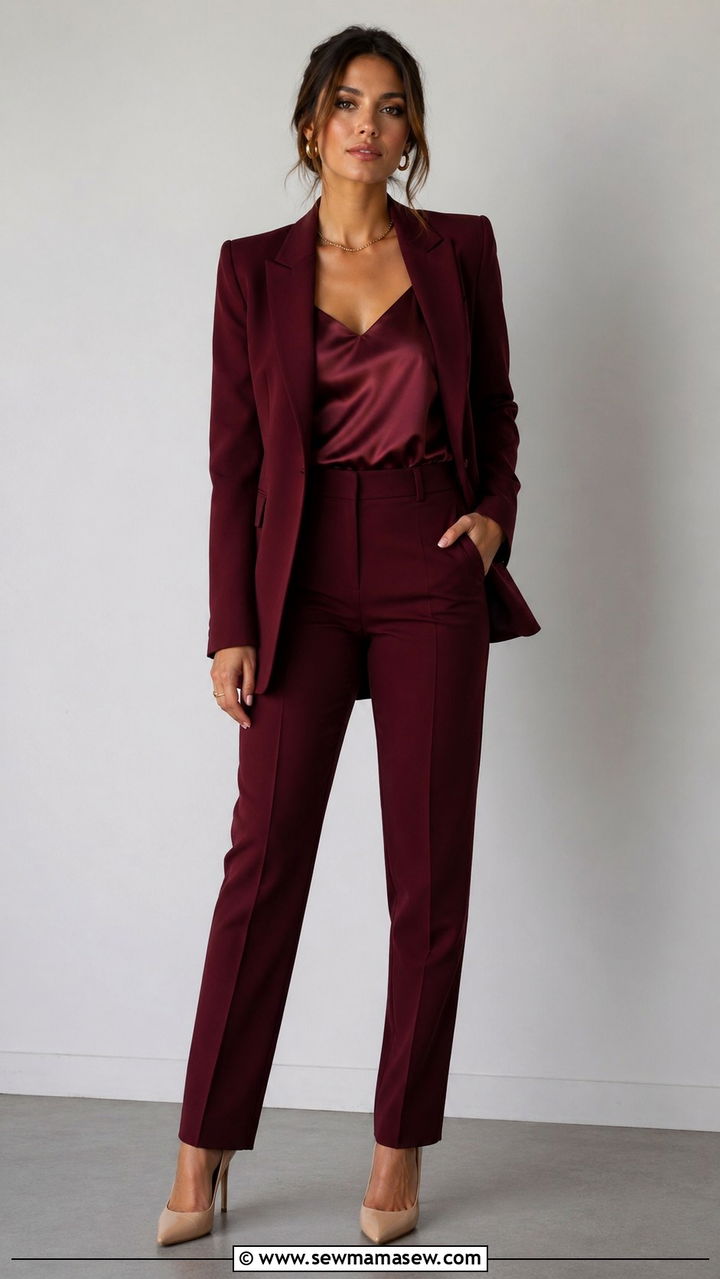 Monochrome maroon suit outfit - 40 All maroon outfit ideas