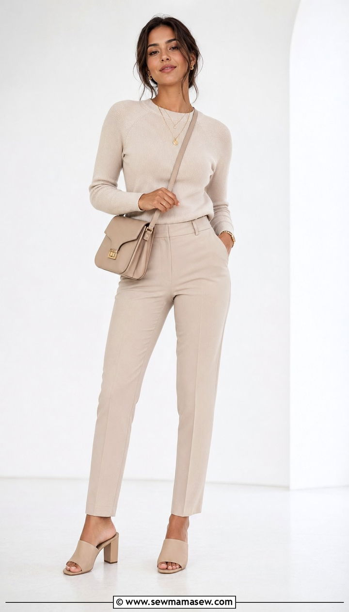 Monochrome matching set outfit for petite - 35 Petite outfit ideas hacks