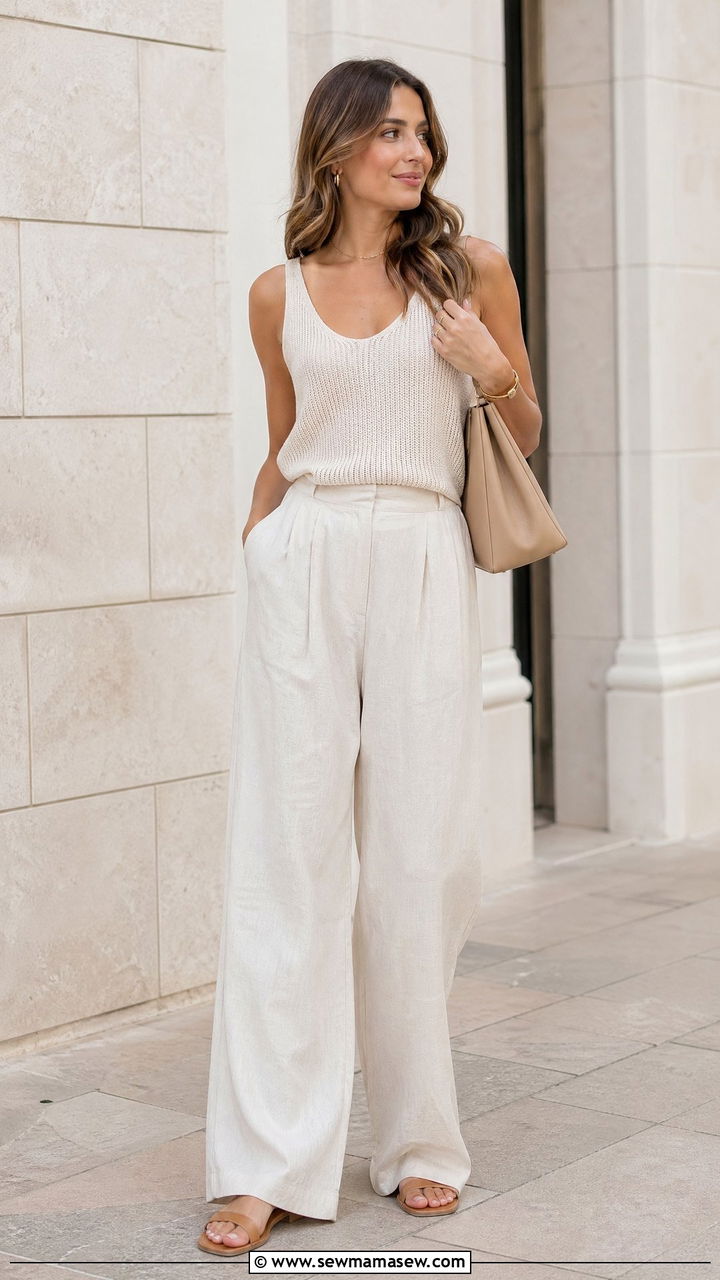 Monochrome neutral summer outfit - 35 summer easy outfit ideas