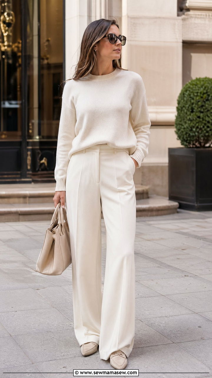 Monochrome sweater with matching trousers - 35 Sweater weather outfit ideas