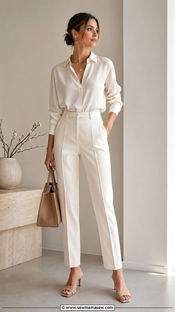 Monochrome tailored trousers and top - 35 Spring outfits for working moms