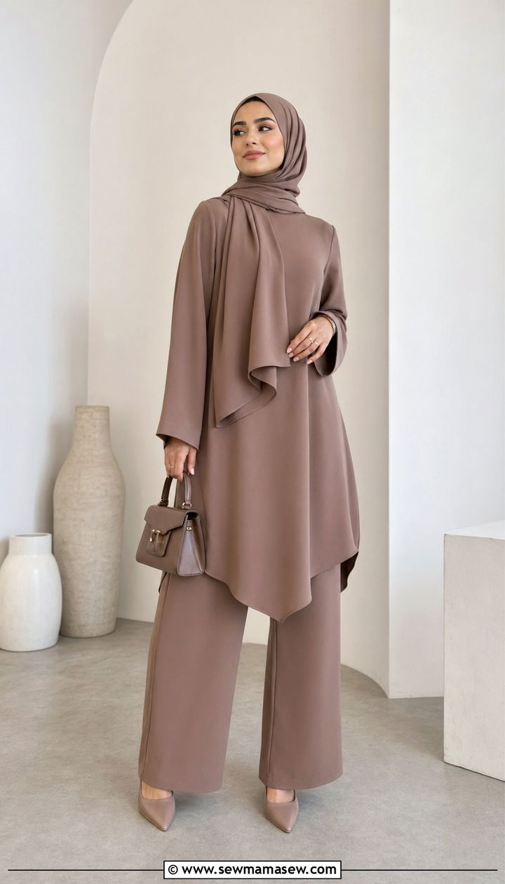 Monochrome wide leg trousers set - 35 Modest outfit ideas for Muslim women