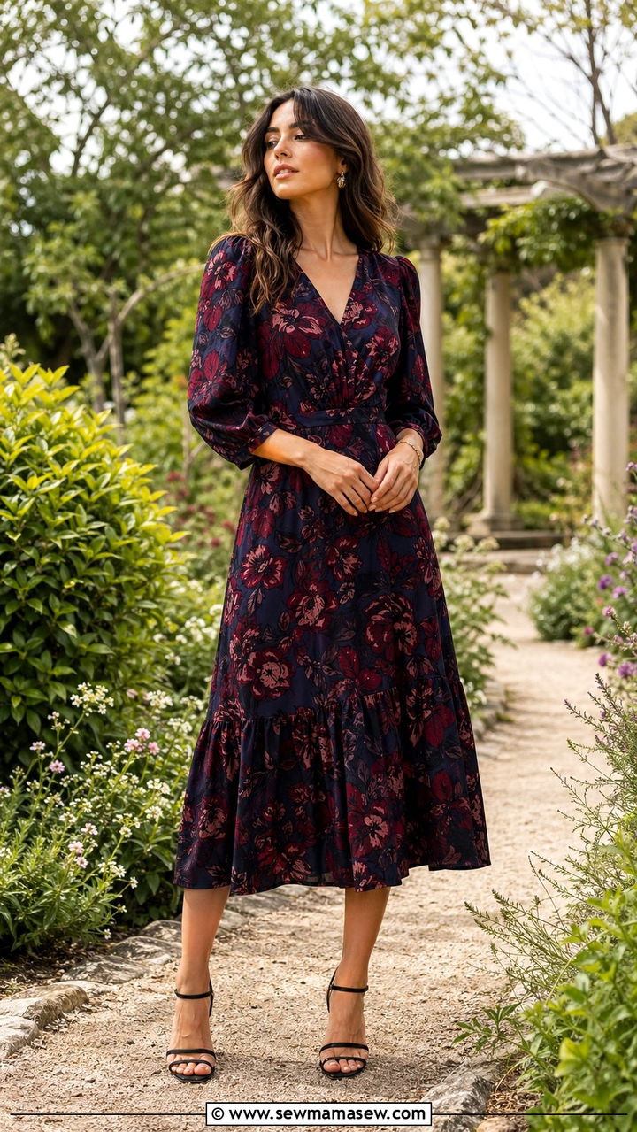 Moody Floral Dress With Sandals - 35 Moody summer outfit ideas