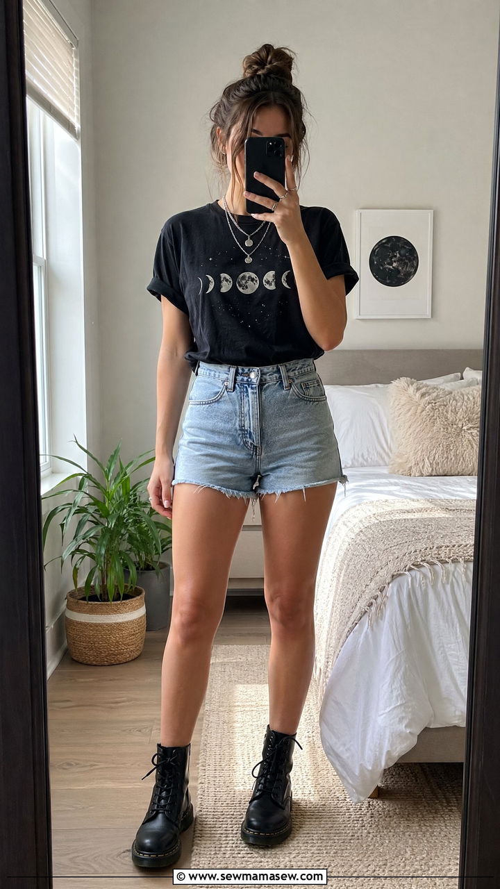 Moon Phase Graphic Tee Outfit - 35 celestial outfits for women