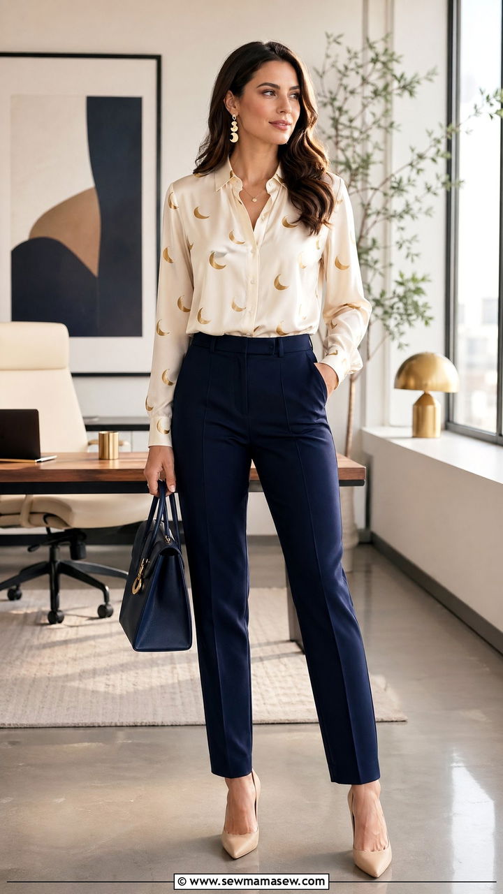 Moon Print Blouse Outfit - 35 celestial outfits for women