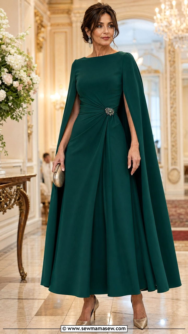Mother of the bride cape sleeve gown - 35 Mother of the bride outfit ideas