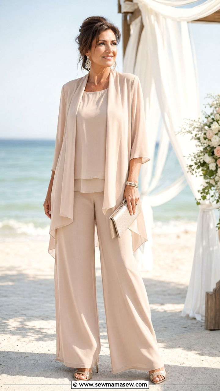 Mother of the bride chiffon pant suit - 35 Mother of the bride outfit ideas