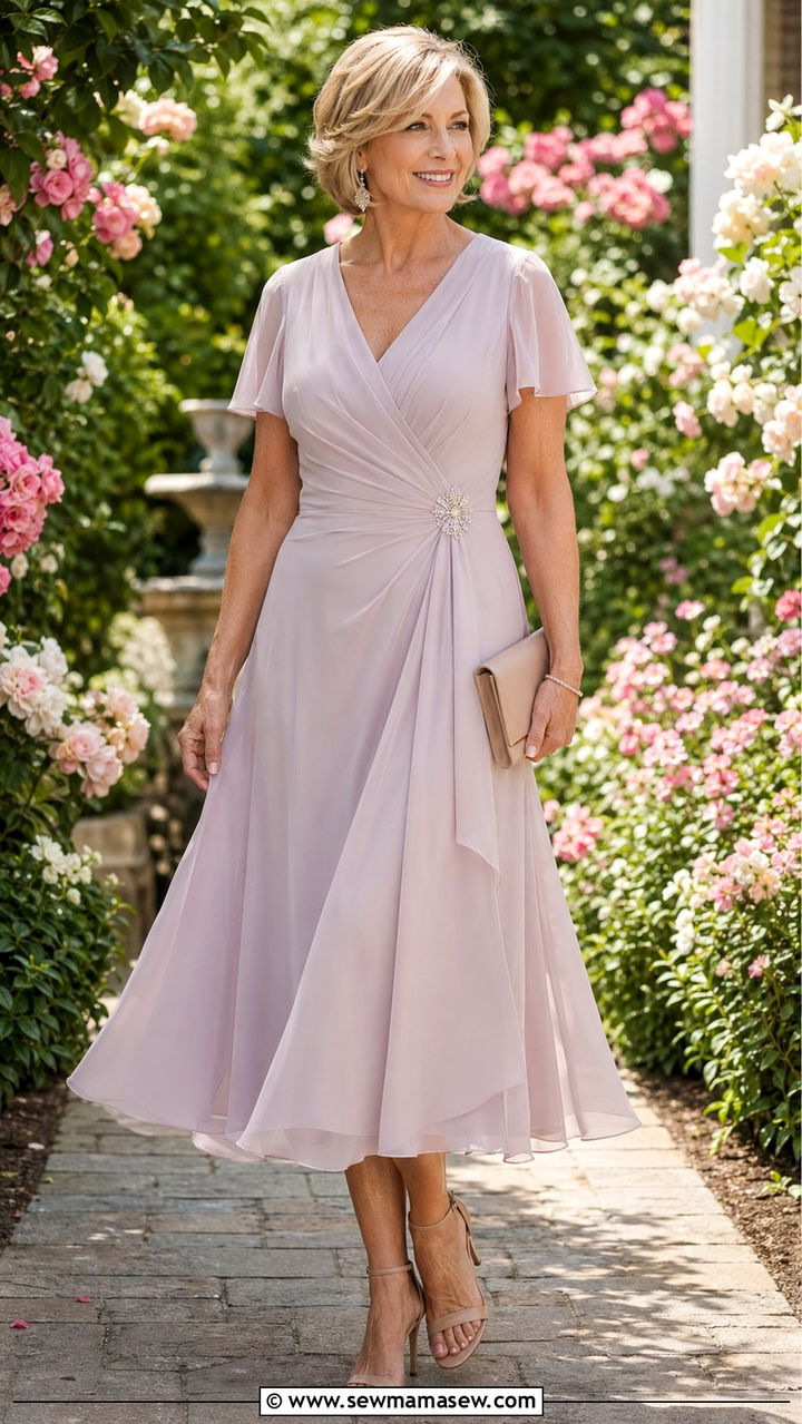 Mother of the bride chiffon tea length dress - 35 Mother of the bride outfit ideas