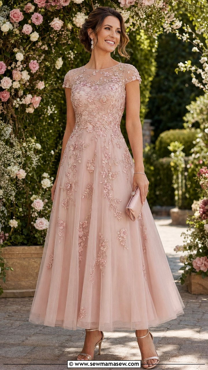 Mother of the bride embroidered tulle gown - 35 Mother of the bride outfit ideas