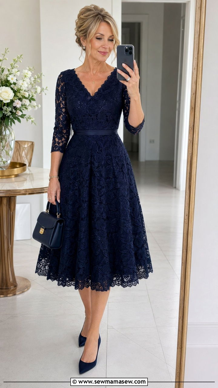 Mother of the bride fit and flare A line dress - 35 Mother of the bride outfit ideas
