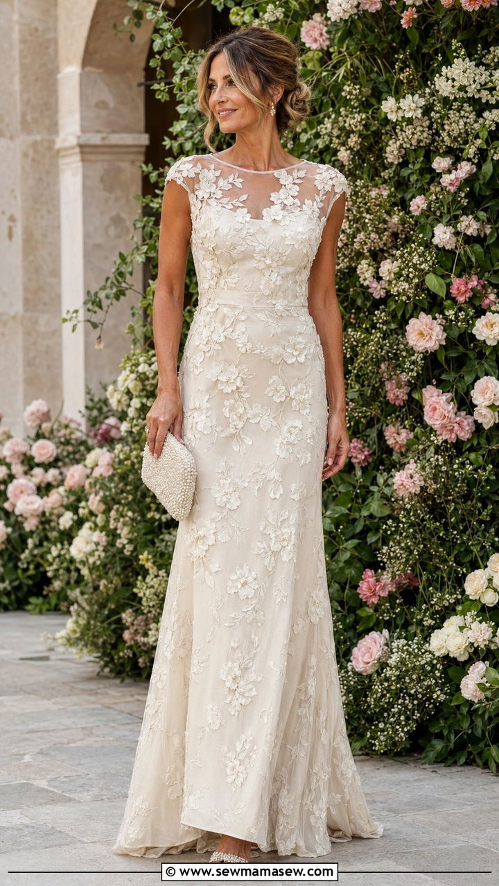 Mother of the bride floral applique maxi dress - 35 Mother of the bride outfit ideas