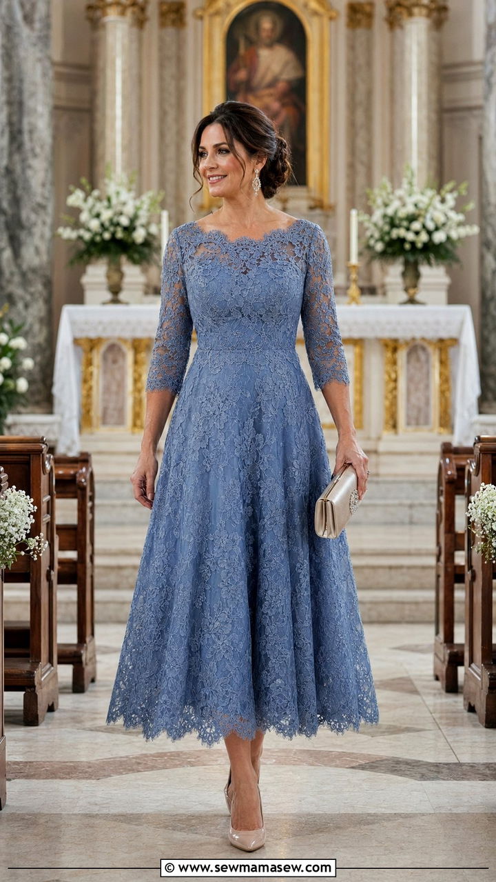 Mother of the bride lace A line gown - 35 Mother of the bride outfit ideas