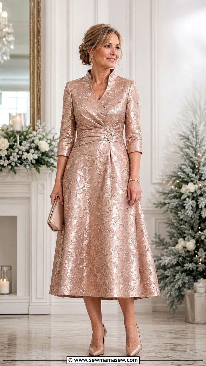 Mother of the bride metallic jacquard gown - 35 Mother of the bride outfit ideas