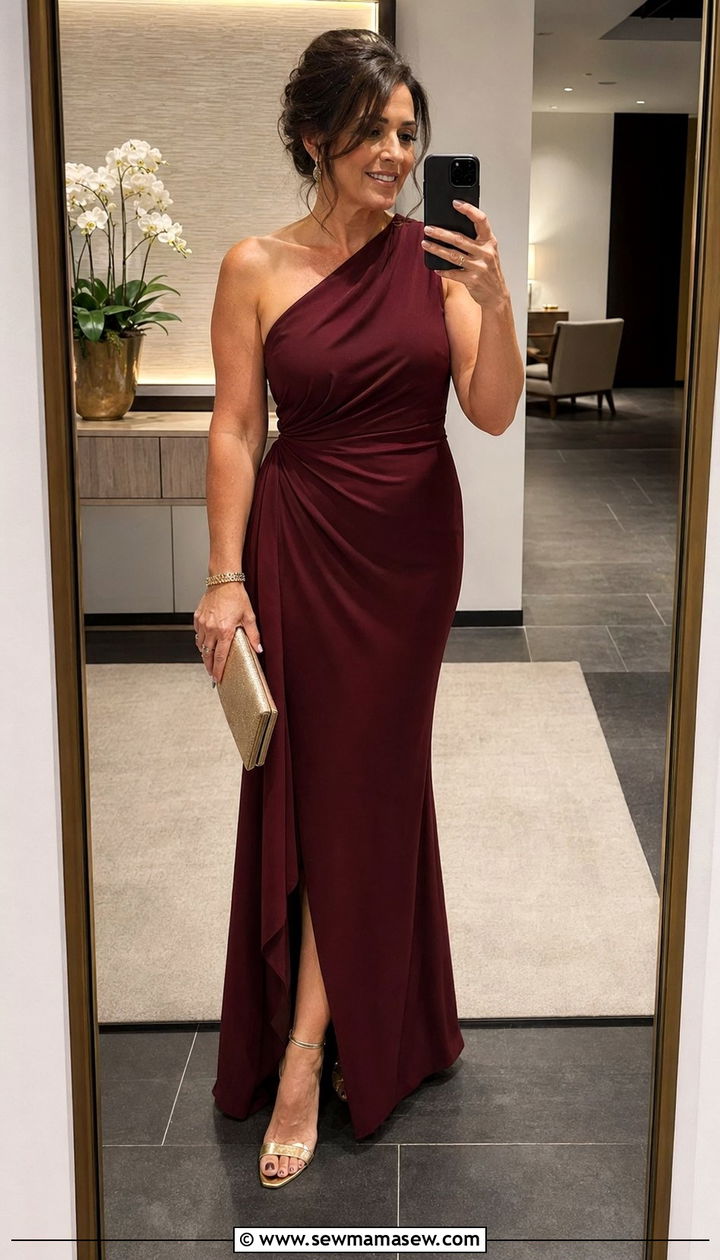 Mother of the bride one shoulder dress - 35 Mother of the bride outfit ideas