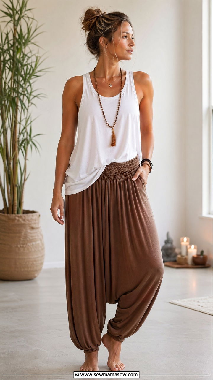 Muscle Tank and Harem Pants - 35 Yoga instructor outfit ideas