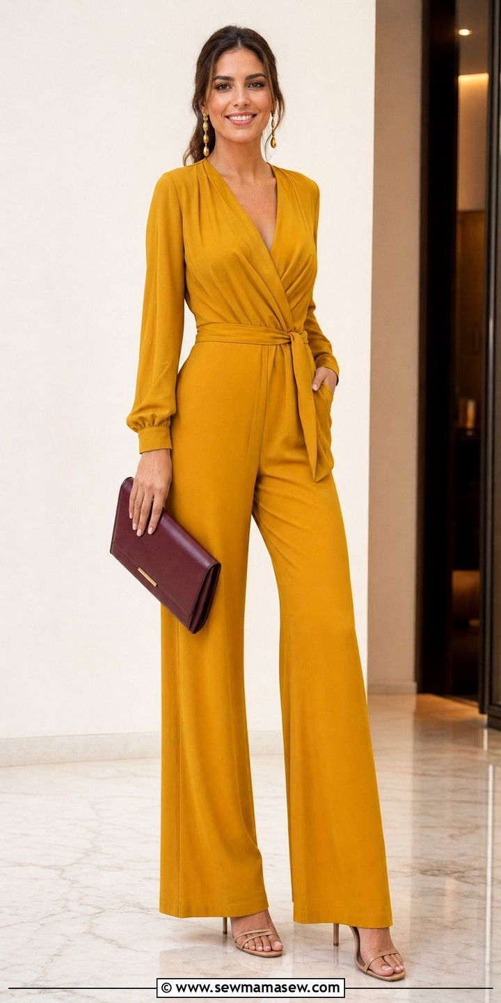 Mustard Jumpsuit With Heels Outfit - 35 Mustard outfit ideas