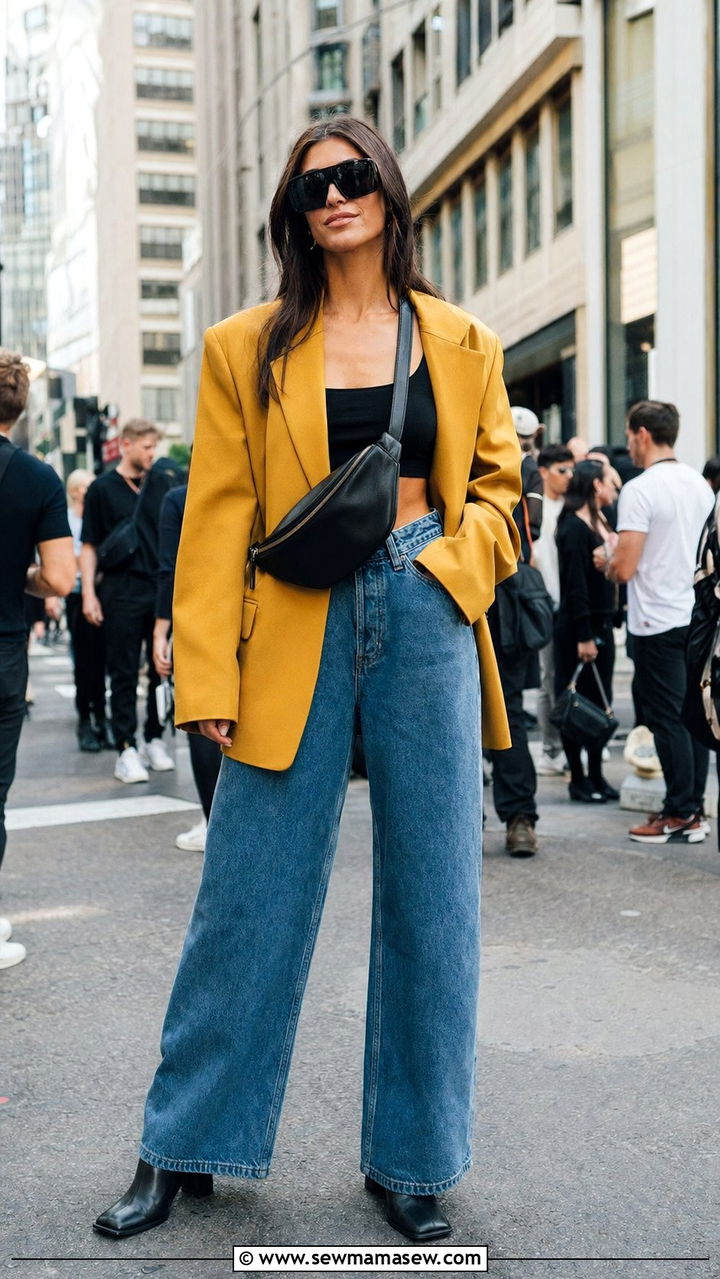 Mustard Street Style Oversized Blazer Outfit - 35 Mustard outfit ideas