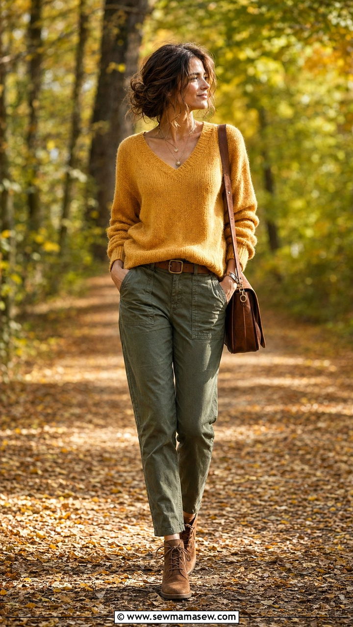 Mustard Sweater And Olive Pants Outfit - 35 Mustard outfit ideas