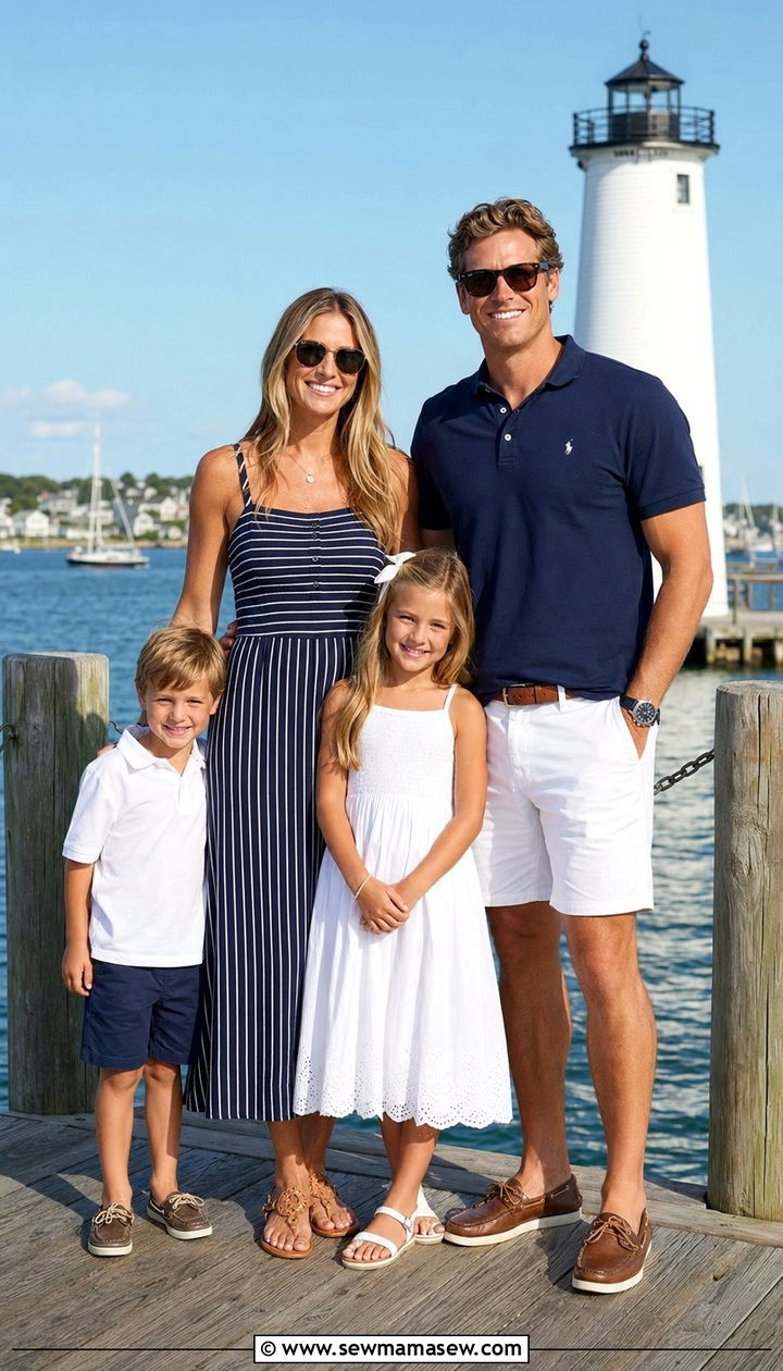 Navy And White Coastal Family Picture Outfits - 30 What to wear for summer family photos