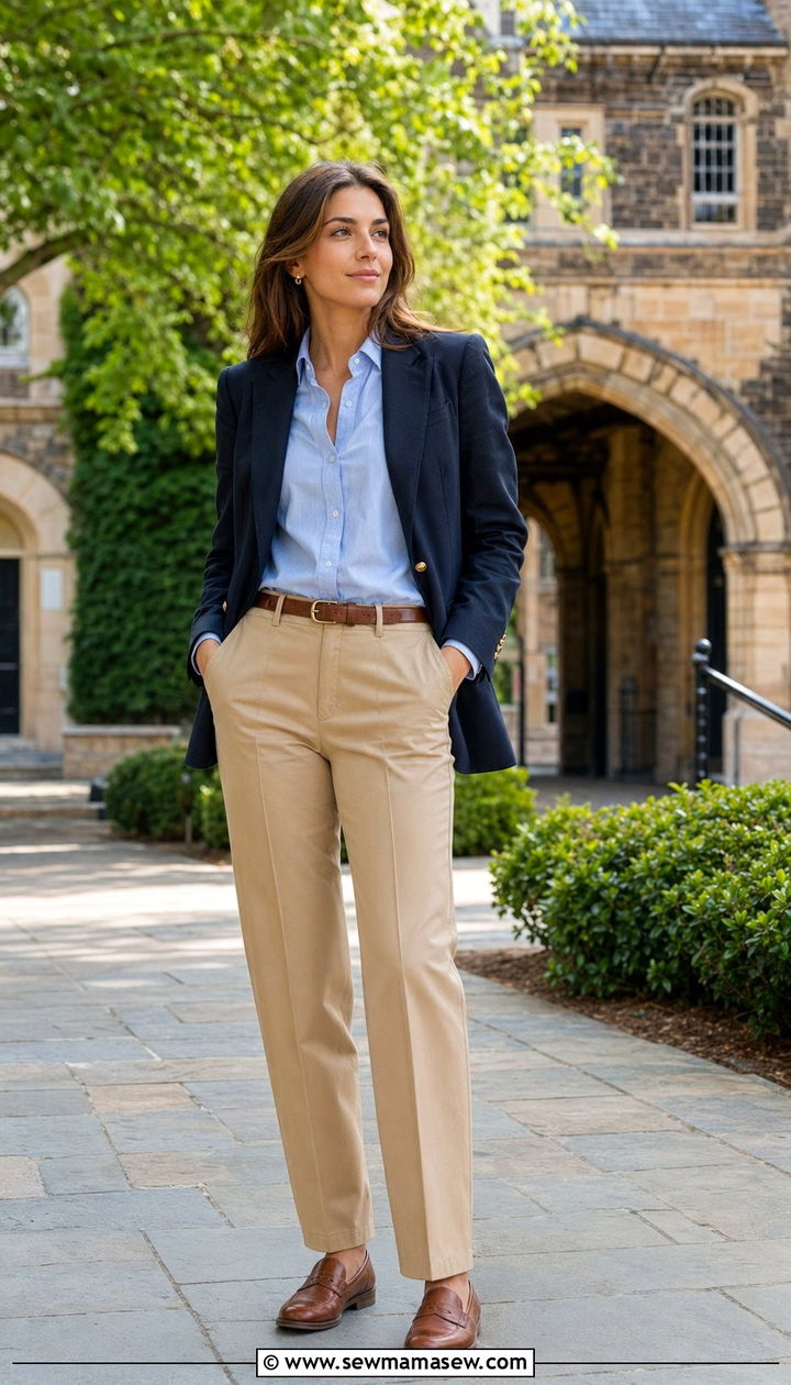 Navy Blazer and Khaki Trousers Outfit - 35 Old money outfits 2026