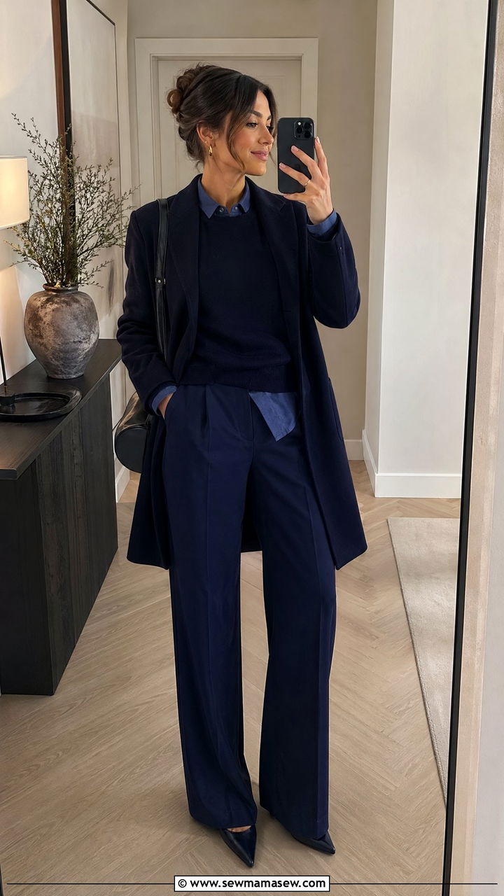 Navy Blue Head To Toe Tonal Outfit - 35 Tonal outfit ideas