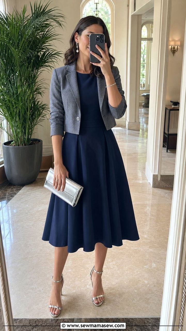 Navy Blue Midi Dress Wedding Guest - 30 wedding guest outfits inspo