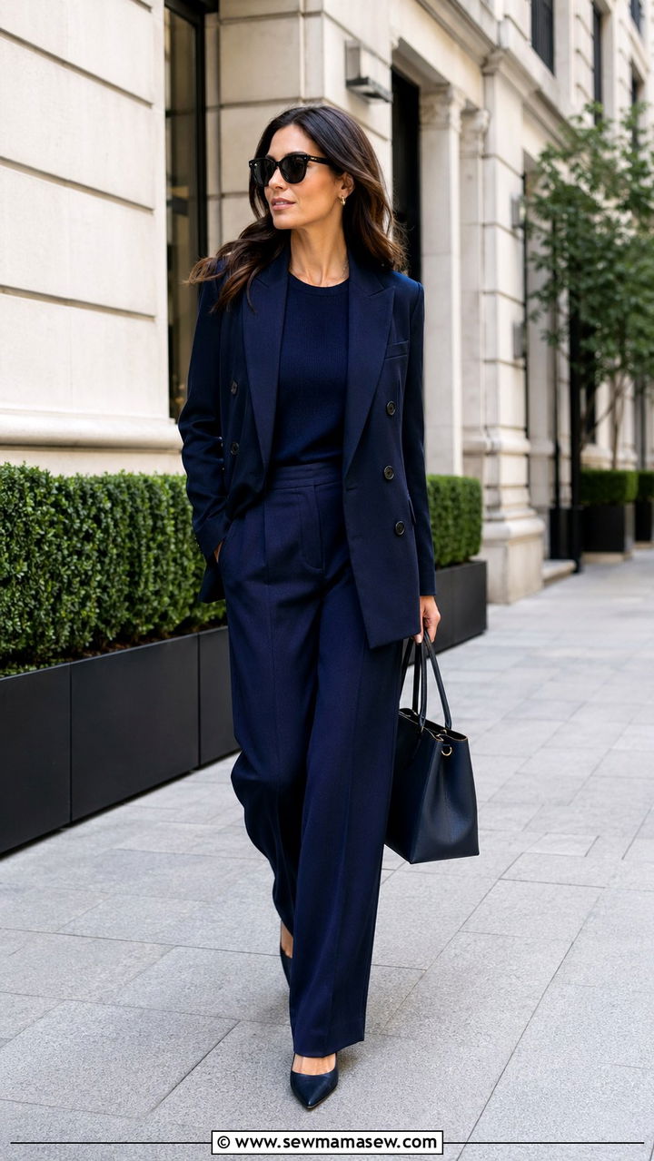 Navy Blue Monochrome Suit Outfit - 40 All navy blue outfit ideas