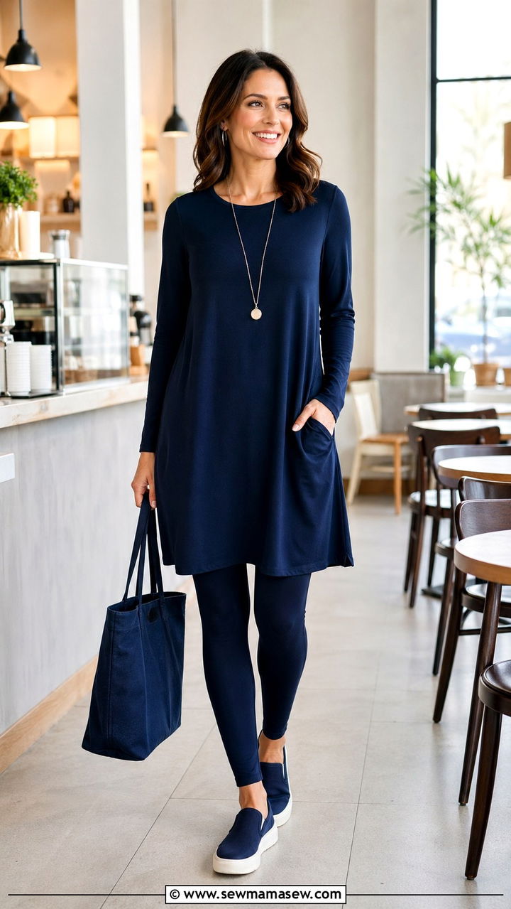Navy Blue Tunic and Leggings Outfit - 40 All navy blue outfit ideas