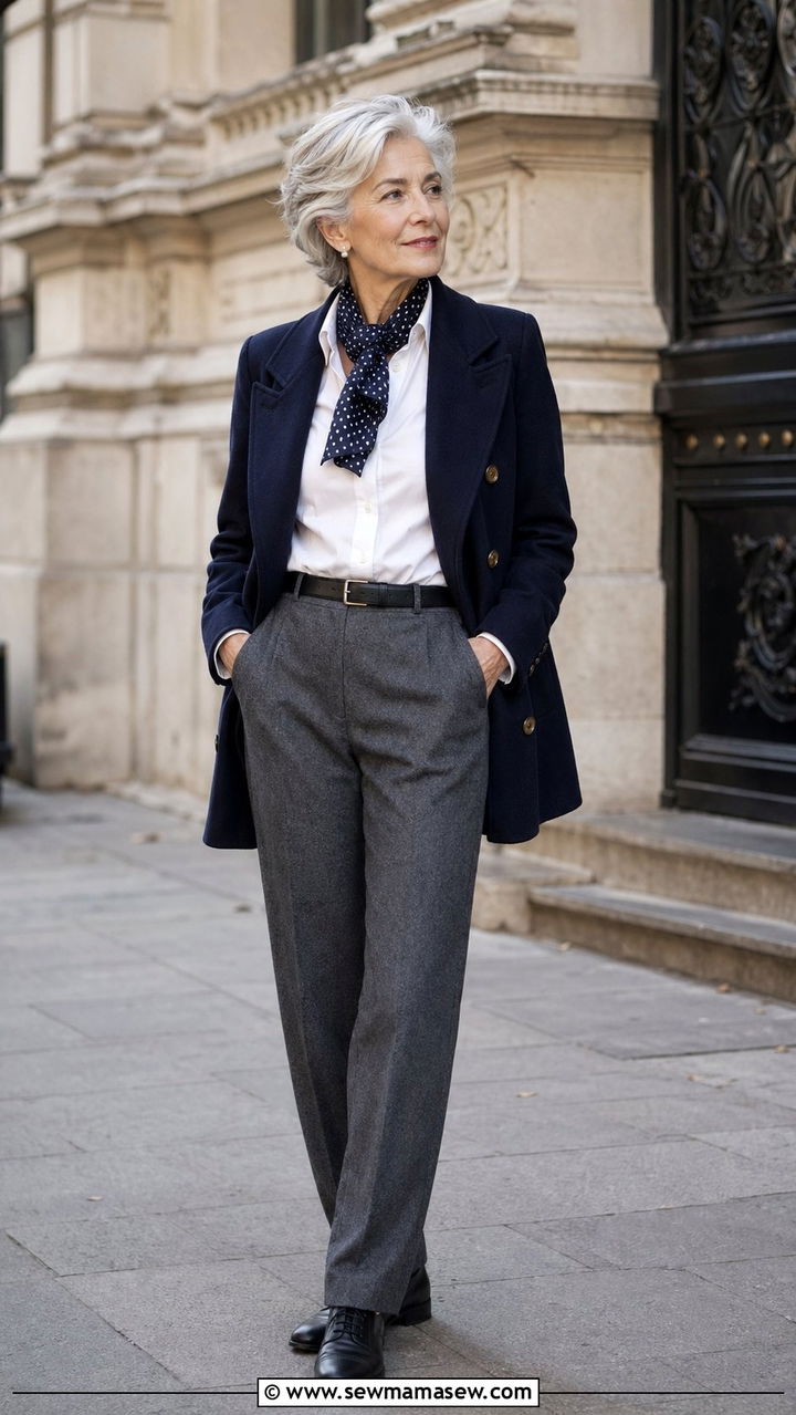Navy Double Breasted Coat Over 60 - 30 Best jackets for women over 60
