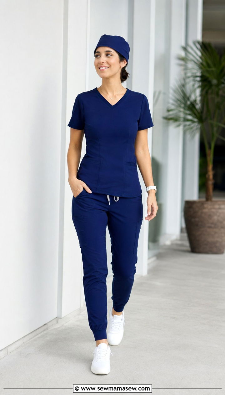 Navy Jogger Scrubs with Matching Top - 35 Scrubs outfit ideas
