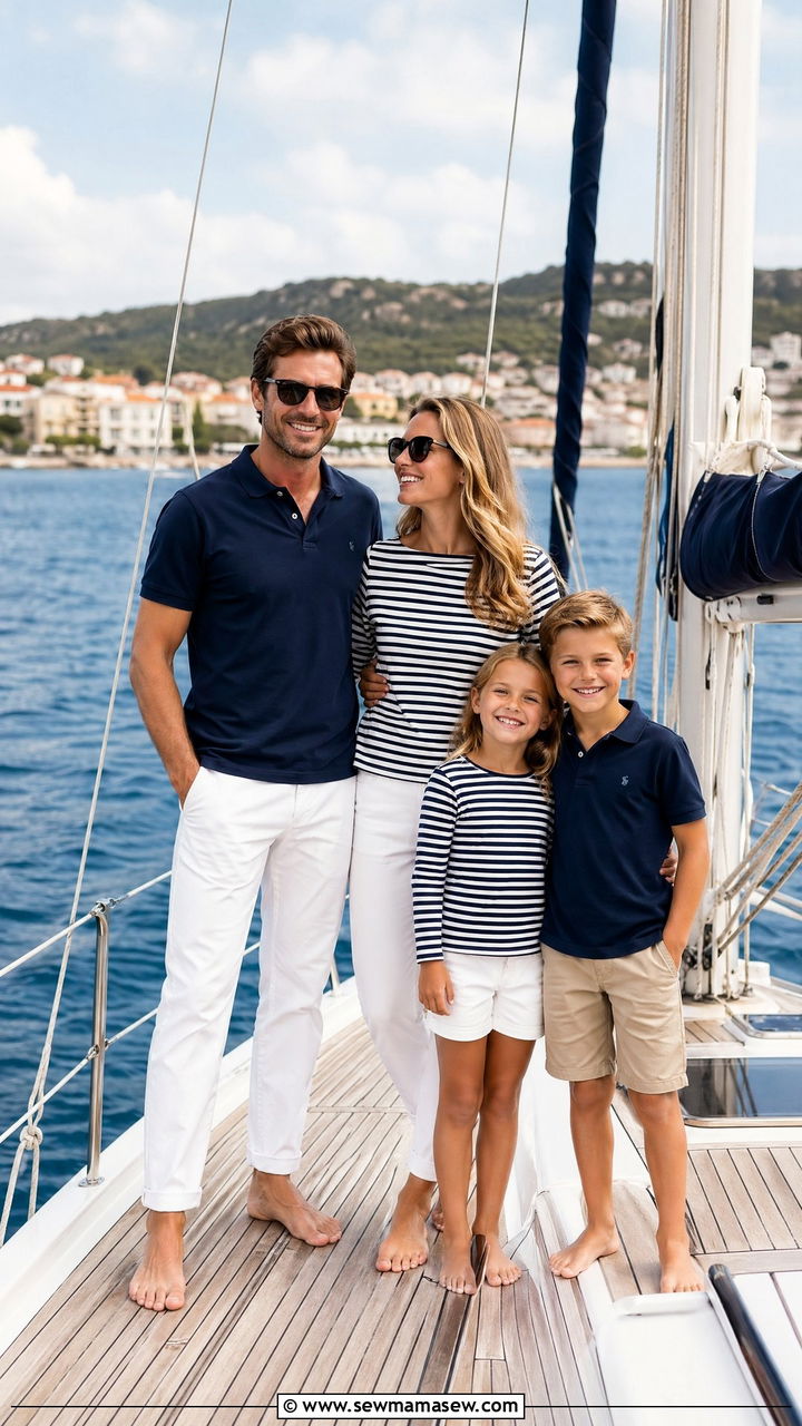 Navy and White Nautical Family Photo Outfits - 35 summer family photo outfit ideas
