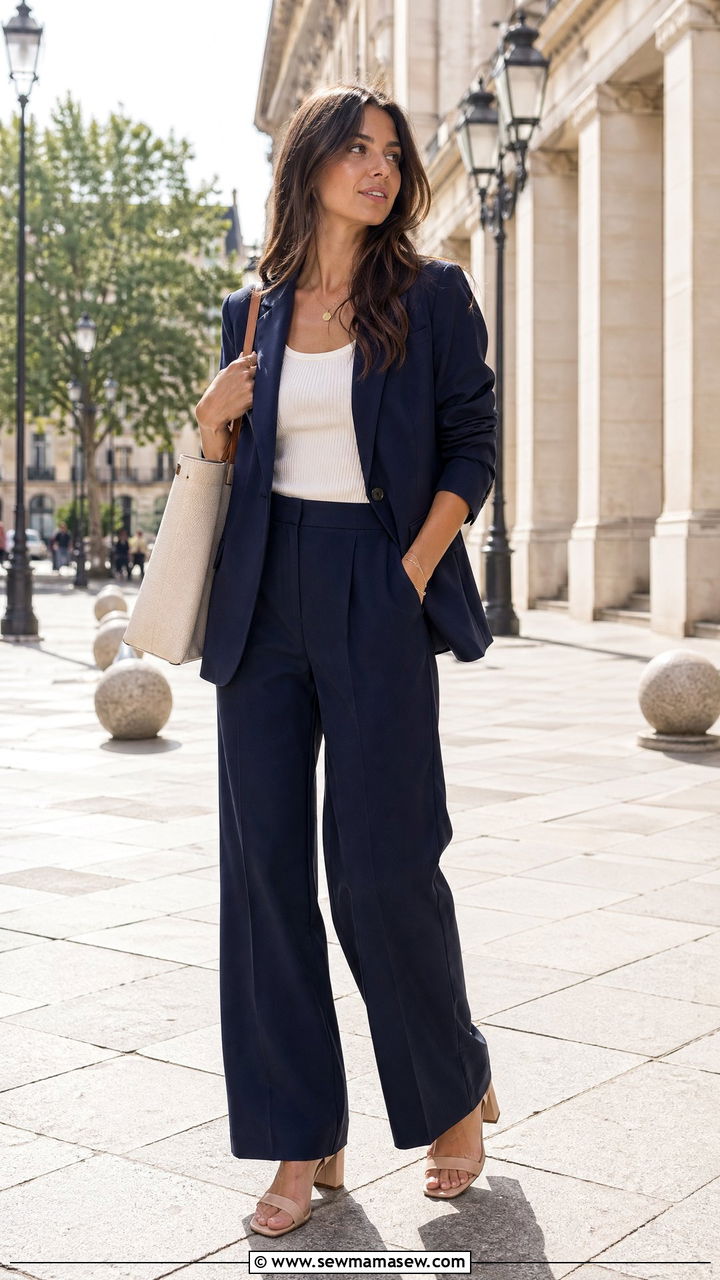 Navy blue suit outfit - 35 Women's suit outfit ideas