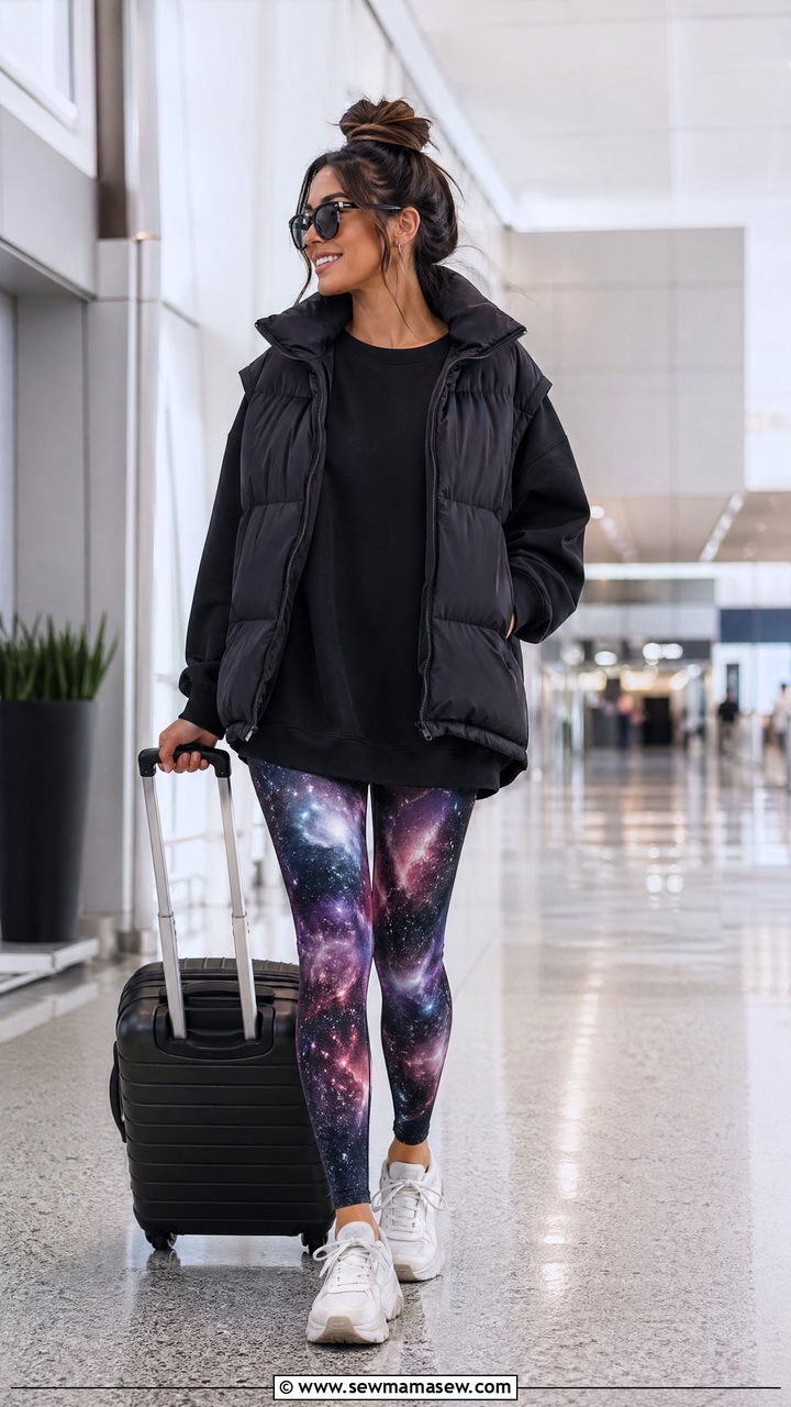 Nebula Print Leggings And Oversized Tunic Outfit - 35 celestial outfits ideas