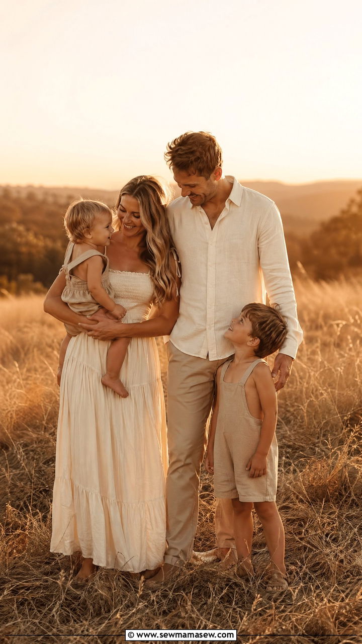 Neutral Earth Tone Golden Hour Summer Family Photo Outfits - 35 Summer family photo outfits