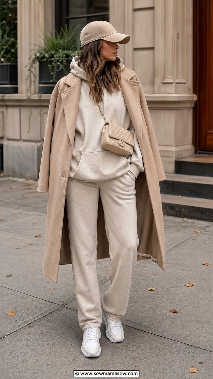 Neutral Hoodie with Matching Sweatpants Outfit - 35 clean girl outfits for women