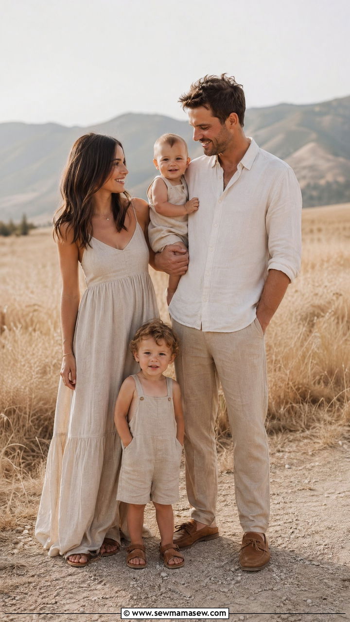 Neutral Linen Summer Family Photo Outfits - 35 Summer family photo outfits