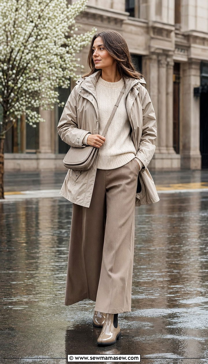 Neutral Monochrome Rainy Day Outfit - 35 Rainy spring outfits