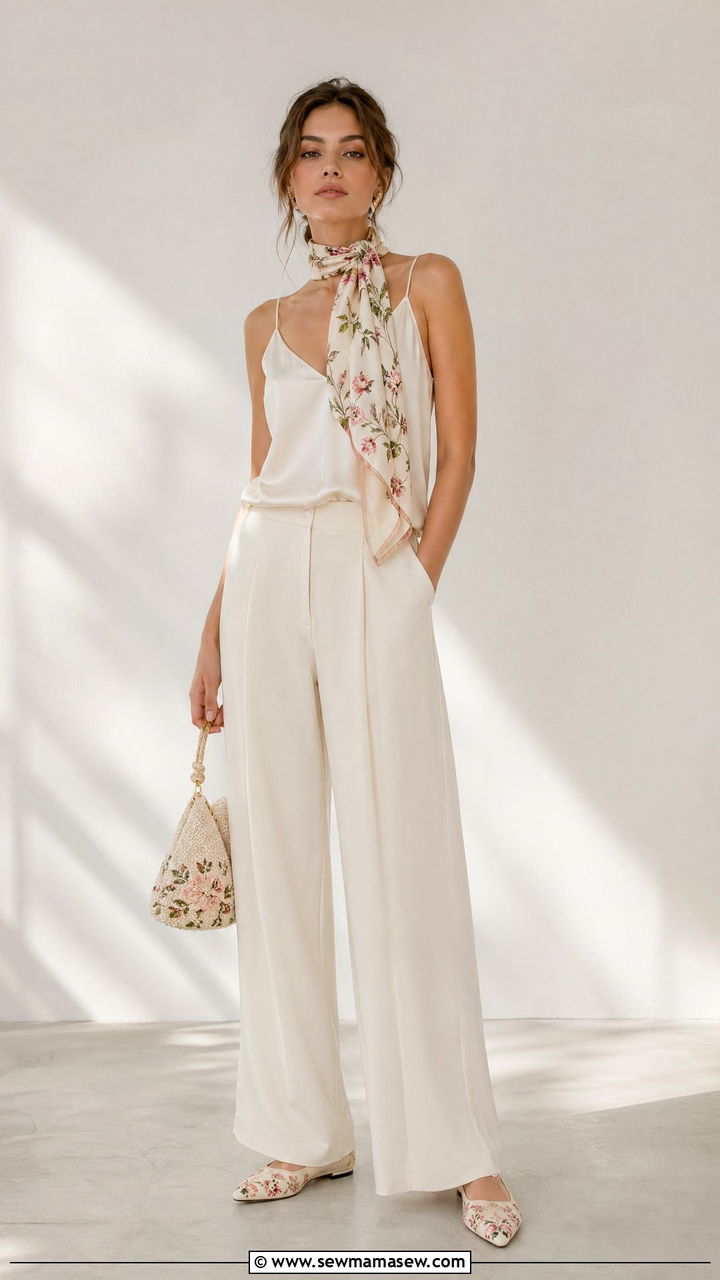 Neutral Outfit With Floral Accessories - 35 spring floral outfit ideas