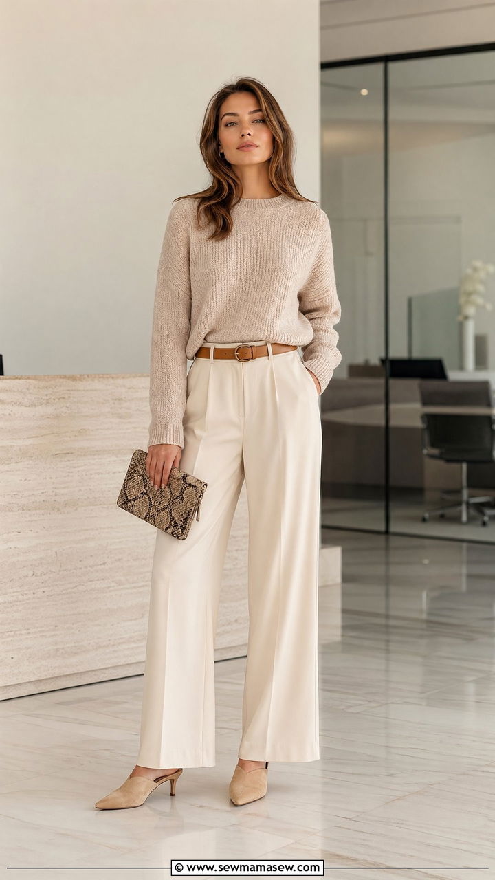 Nude Monochrome With Textured Knits - 35 Classy spring outfit ideas 2026