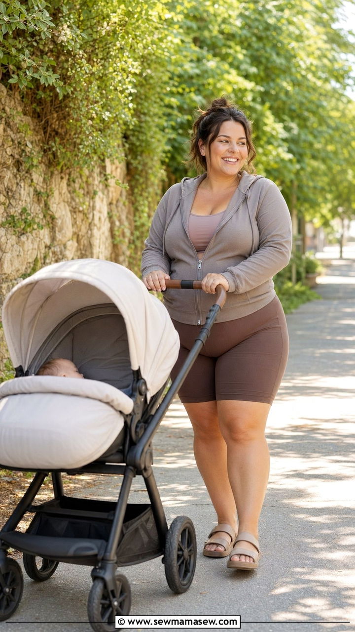 Nursing Hoodie And Maternity Bike Shorts - 35 Postpartum outfit ideas plus size