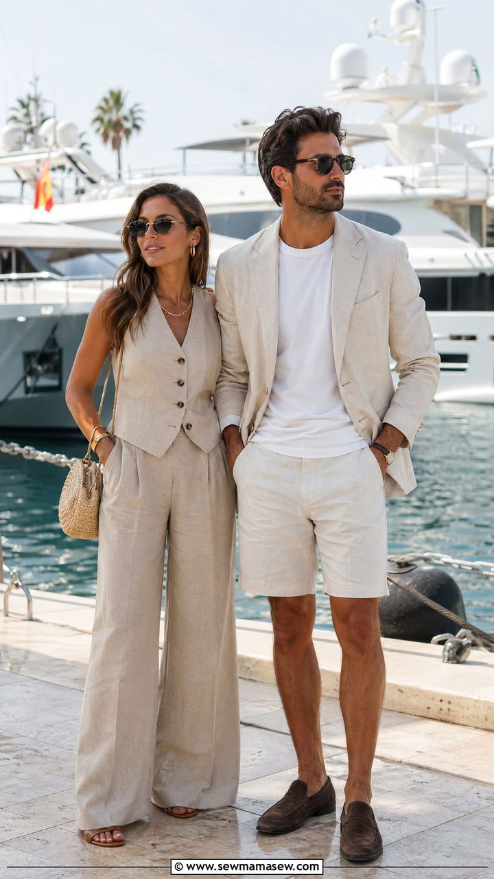 Old money summer linen coordination - 35 Summer matching outfits for couples