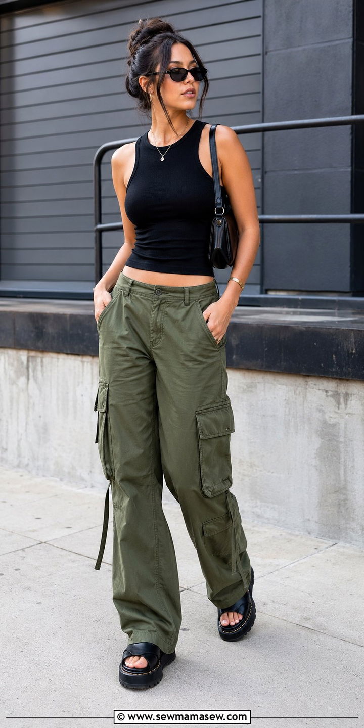 Olive Green Cargo Pants Outfit - 35 Moody summer outfit ideas