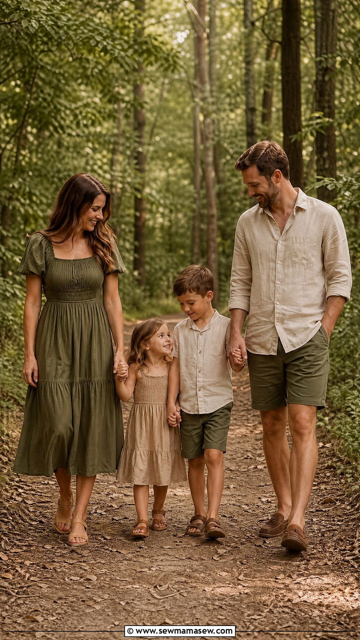Olive Green and Tan Family Photo Outfits - 35 summer family photo outfit ideas