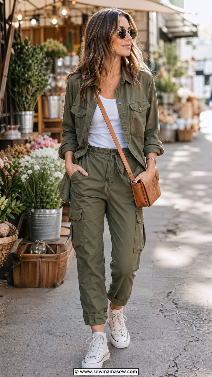 Olive Utility Set Outfit Spring - 35 spring minimalist outfits