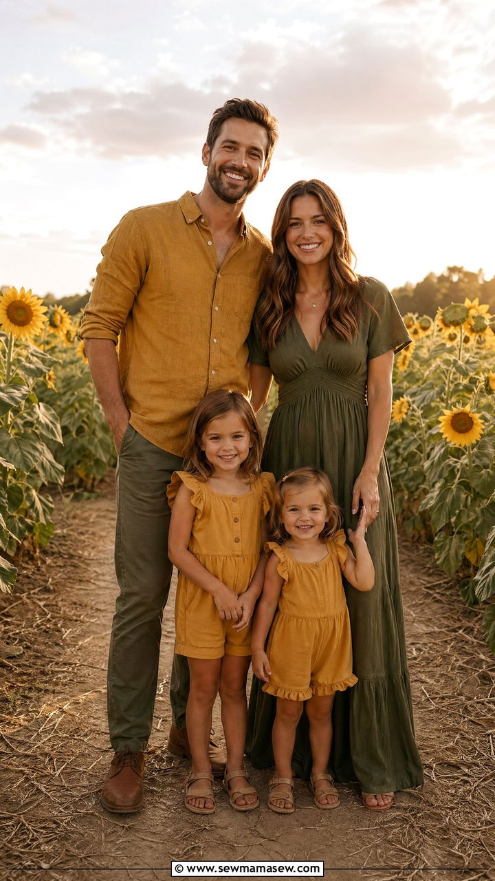 Olive and Mustard Summer Family Photo Outfits - 35 Summer family photo outfits