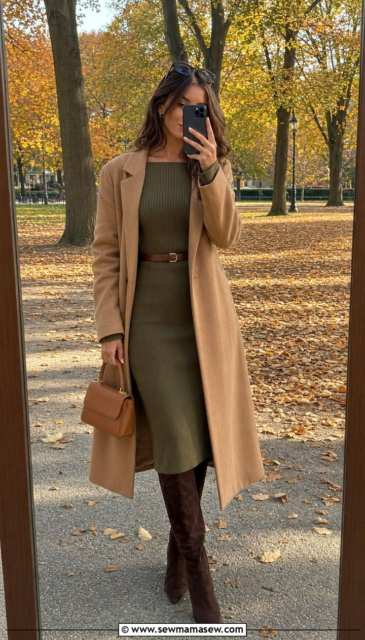 Olive green knit dress outfit - 35 Quiet luxury outfits 2026