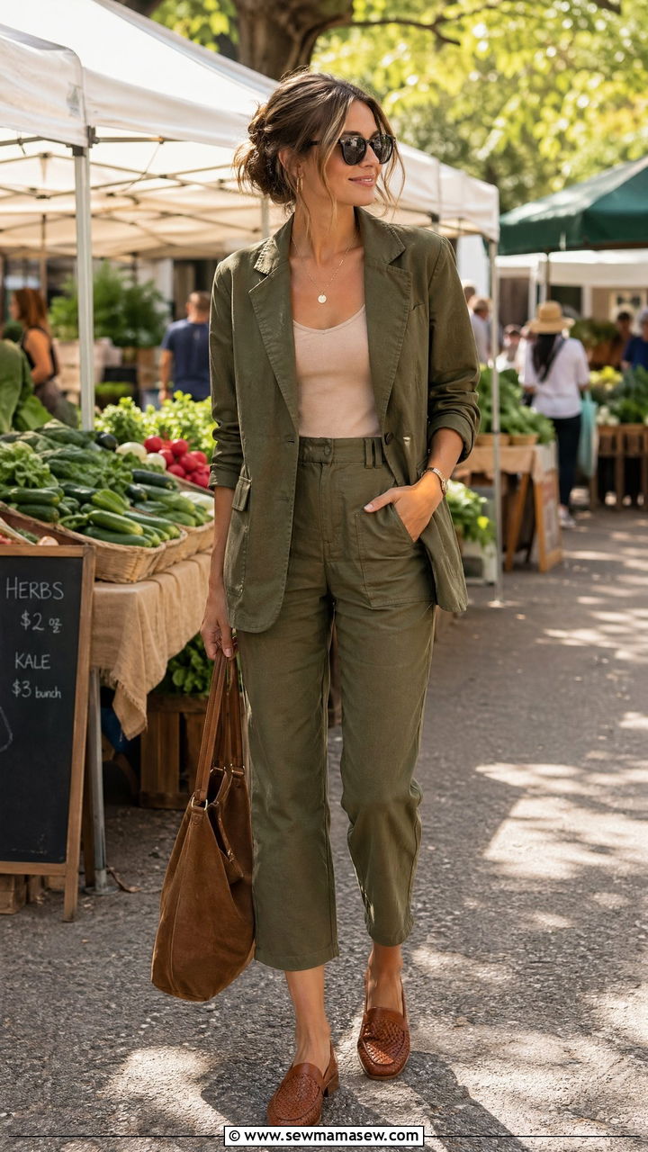 Olive green suit look - 35 Women's suit outfit ideas